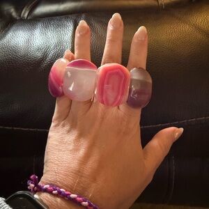 Pink & Purple Agate Statement Chunky Bracelet